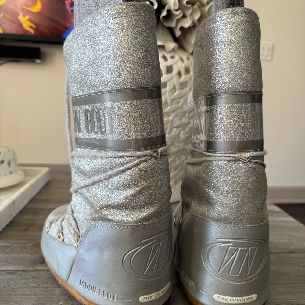 Moon Boot Metallic Silver Snow Boots